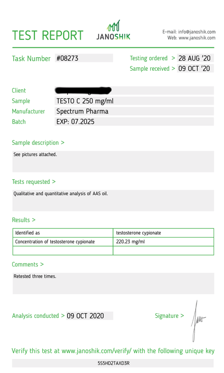 USA Domestic Testo cypionate Spectrum Pharma